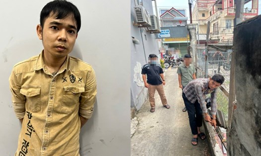 Mạc Hoàng Giang (áo vàng) khai nhận đã đánh bé gái. Ảnh: Công an cung cấp