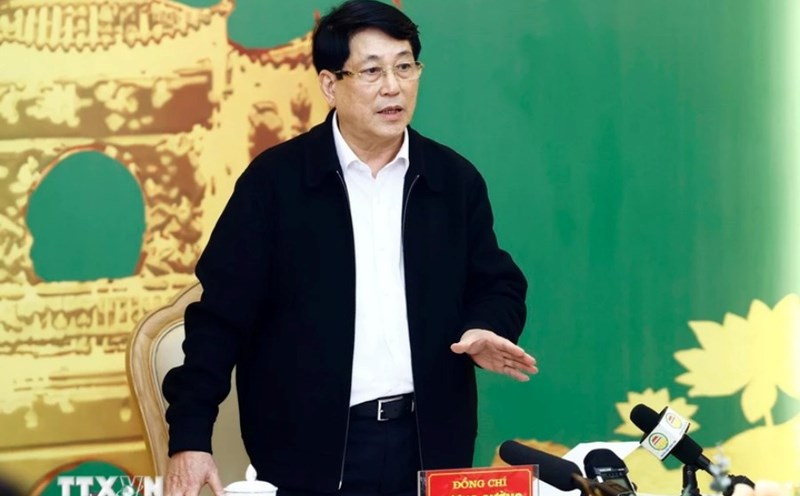 Politburo member and President Luong Cuong - Head of the Investigation Team No. 190 of the Politburo - spoke at the Conference. Photo: VNA