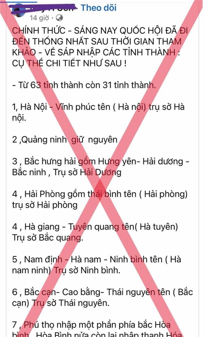 Công an Hà Nam cảnh báo tin sai sự thật sáp nhập các tỉnh, thành