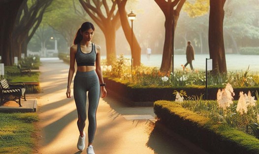 Đi bộ 30 phút mỗi ngày là một thói quen thể dục đơn giản nhưng cực kỳ hiệu quả trong việc ngăn ngừa và giảm nguy cơ mắc nhiều loại bệnh. Ảnh - AI: Cát Tiên