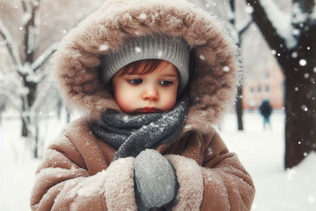 Cold weather not only affects physical health but also affects the spirit of young children. Photo - AI: Cat Tien