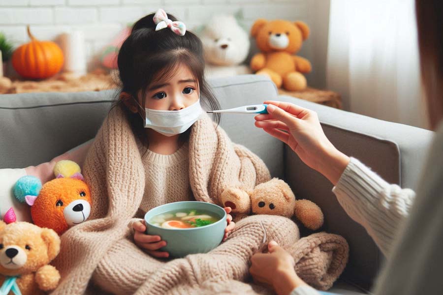 Caring for children during severe cold days is essential to help children avoid colds. Photo - AI: Cat Tien