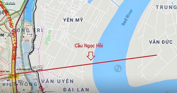 Vi tri xay dung cau Ngoc Hoi noi huyen Thanh Tri (Ha Noi) voi huyen Van Giang (Hung Yen). Anh: Tuan Anh