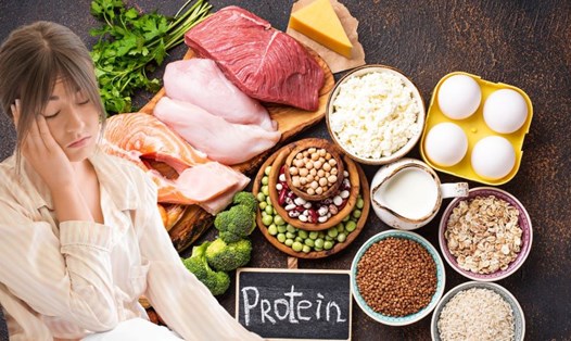 Không ăn đủ protein là sai lầm thường mắc gây rối loạn nội tiết tố ở phụ nữ tiền mãn kinh. Đồ họa: Thanh Thanh