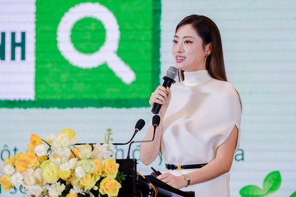 Miss Luong Thuy Linh shared at the launching ceremony of the "Green Fourth" campaign. Photo: Vingroup