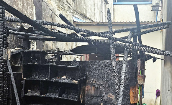 Scene of the fire in Thai Nguyen City, the temporary hut burned down. Photo: Provided by the people.