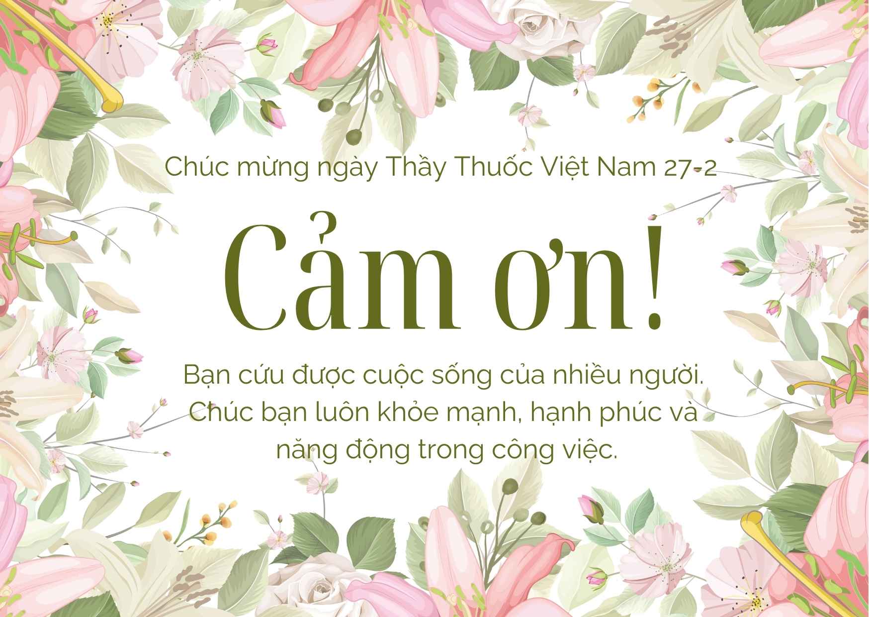 Tam thiep nay thay loi cam on cho nguoi dieu duong, bac si da cham soc ban trong thoi gian qua. Do hoa: Huong Giang