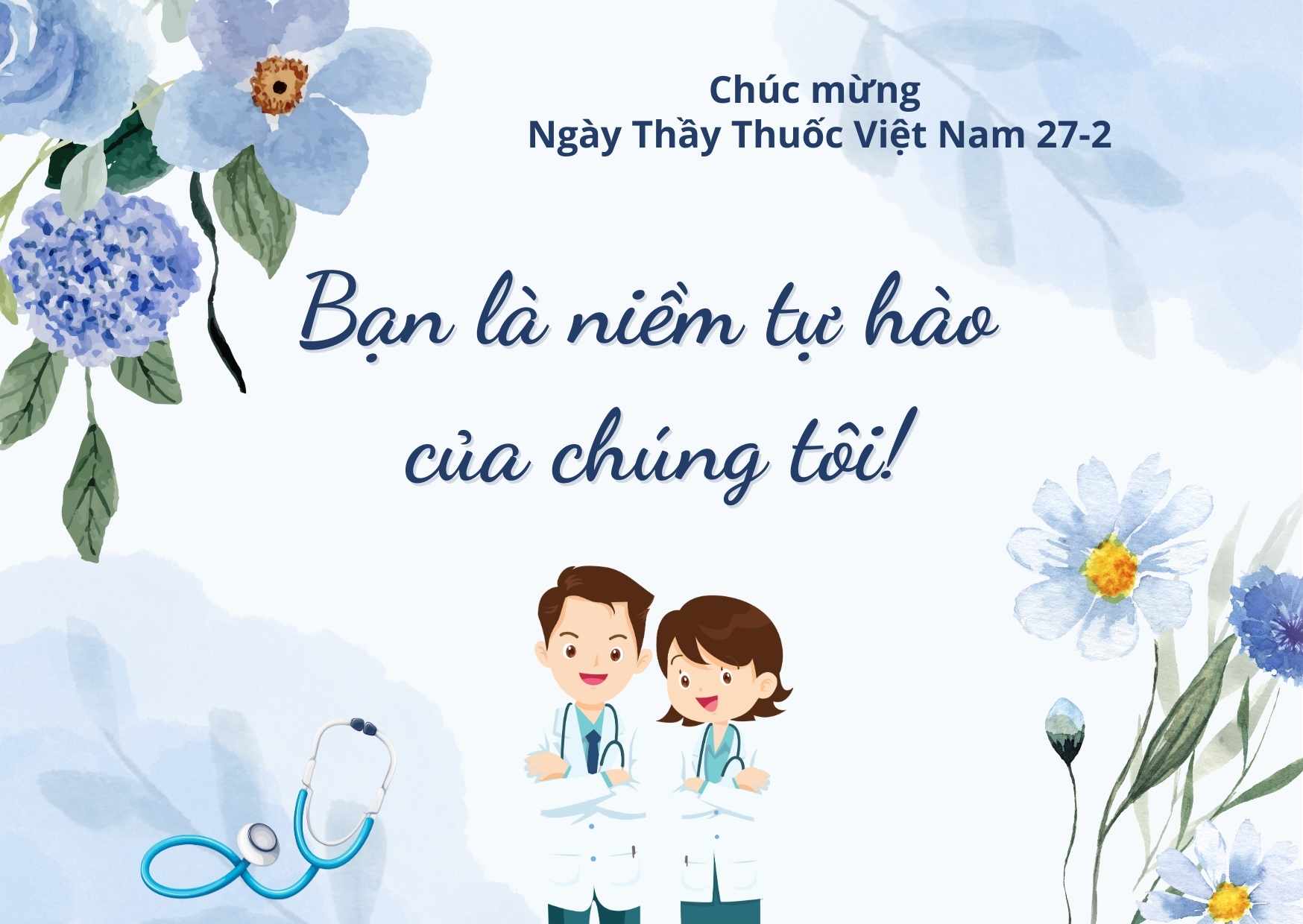 Mau thiep chuc mung gui toi nguoi than cua ban la y bac si, duoc si, nhung nguoi cong tac trong nganh y te nhan ngay Thay thuoc Viet Nam. Do hoa: Huong Giang