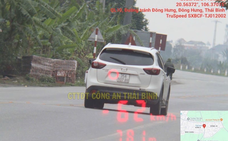 Image of the vehicle violating the speed limit. Source: Traffic Police Department - Thai Binh Provincial Police