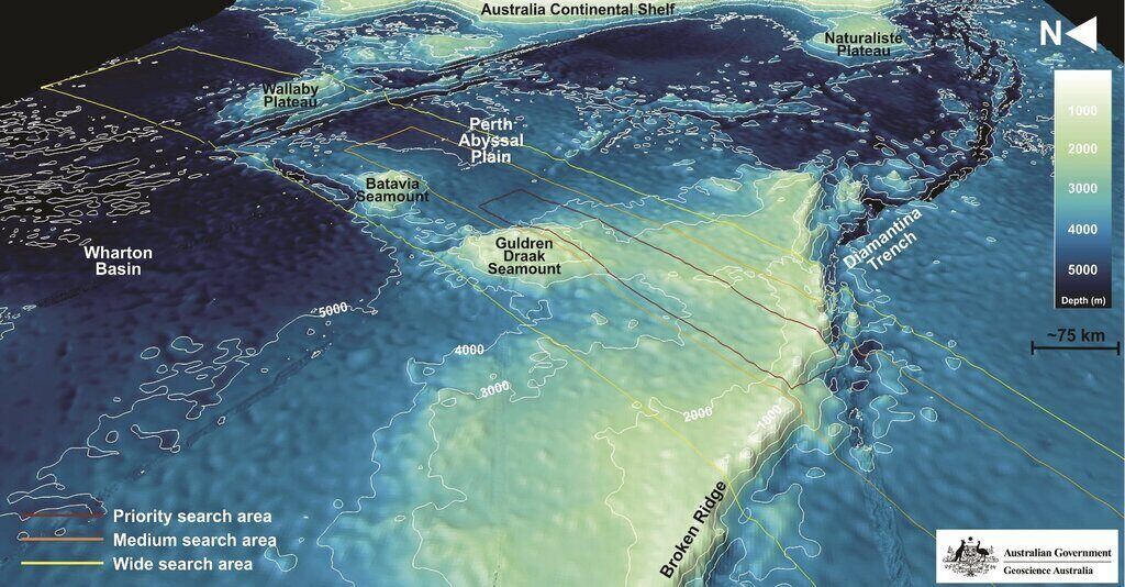 Vung tim kiem MH370 trong cac cuoc tim kiem truoc. Anh: Co quan Giao thong Australia 