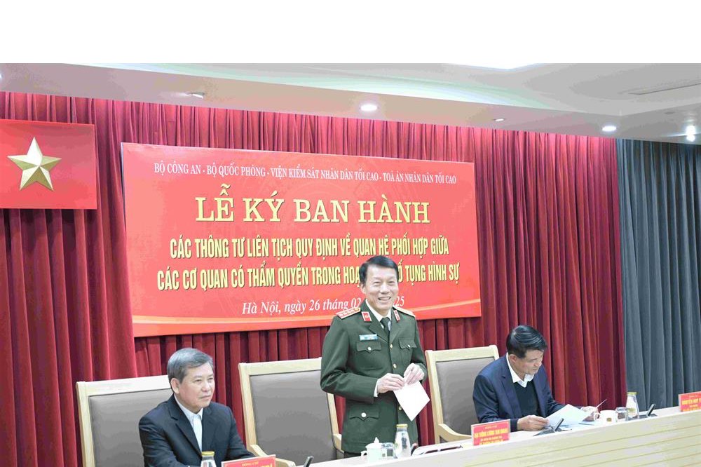Minister Luong Tam Quang spoke at the ceremony. Photo: Ministry of Public Security