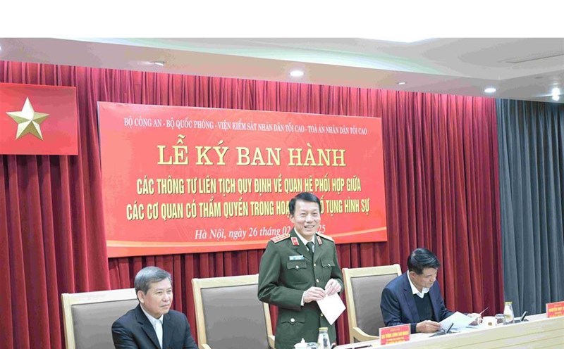 Minister Luong Tam Quang spoke at the ceremony. Photo: Ministry of Public Security