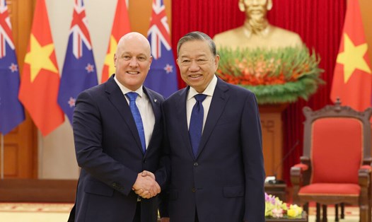 Tổng Bí thư Tô Lâm tiếp Thủ tướng New Zealand Christopher Luxon. Ảnh: Hải Nguyễn