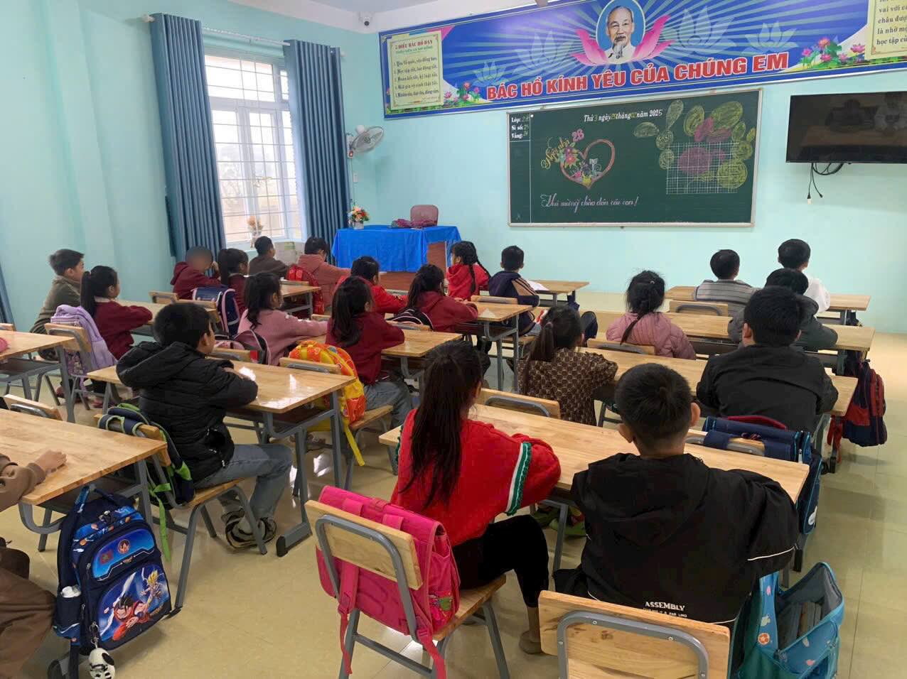 Students at Tan My school have returned to class after school break. Photo: Tien Lam