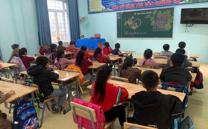 Students at Tan My school have returned to class after school break. Photo: Tien Lam
