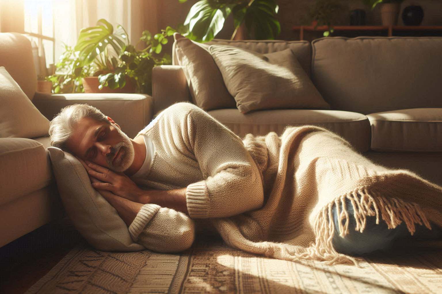 Sleeping on the floor can help improve posture and relieve pain, but not everyone is suitable for this way of sleeping. Photo - AI: Cat Tien