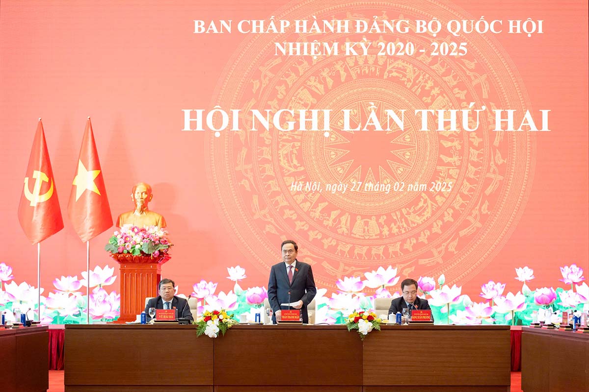 Politburo member, Secretary of the National Assembly Party Committee, Chairman of the National Assembly Tran Thanh Man delivered the opening speech at the Conference. Photo: Quochoi.vn
