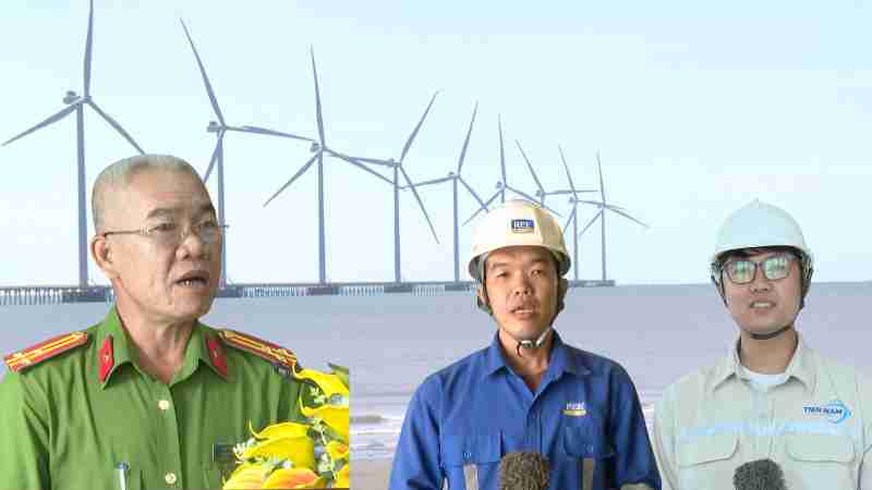 Linking wind power companies to ensure labor safety, fire prevention and fighting. Photo: Hoang Loc