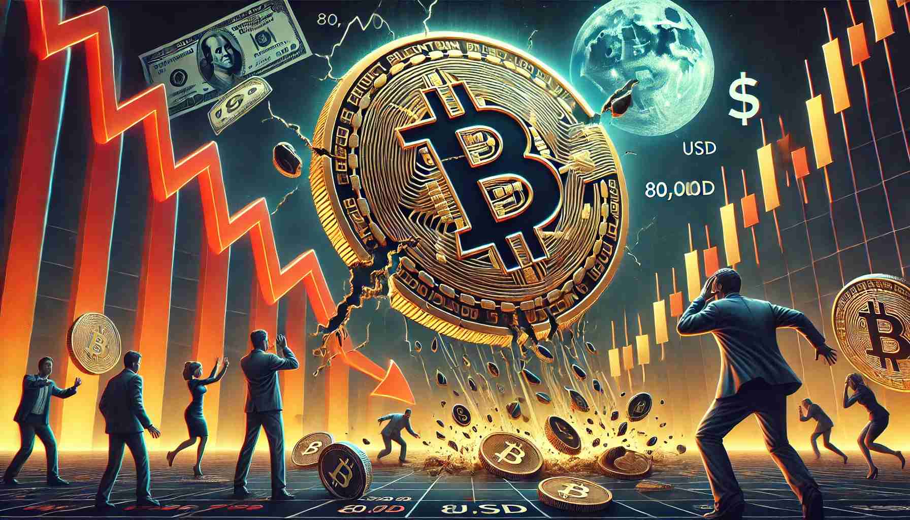 Bitcoin fell below $80,000 on February 28, 2025. Photo: AI.