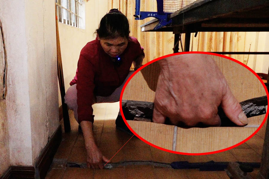 Close-up of cracks and subsidence at the site of the metro tunnel excavation incident