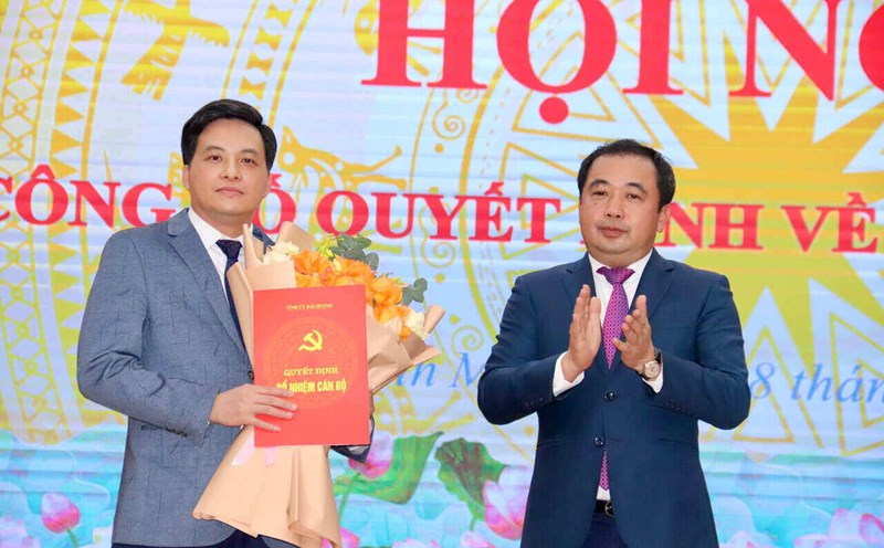 Mr. Le Anh Dung took on the position of Secretary of the Thanh Mien District Party Committee (Hai Duong province). Photo: Minh Phuc