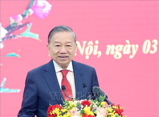 General Secretary To Lam speaks. Photo: Thong Nhat/VNA