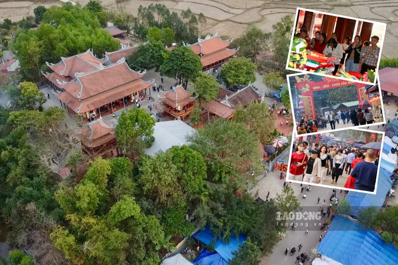 Sea of ​​people flock to a century-old temple in Thai Nguyen to worship and visit. Photo: Nguyen Hoan.