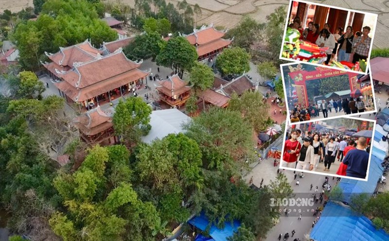 Sea of people flock to a century-old temple in Thai Nguyen to worship and visit. Photo: Nguyen Hoan.