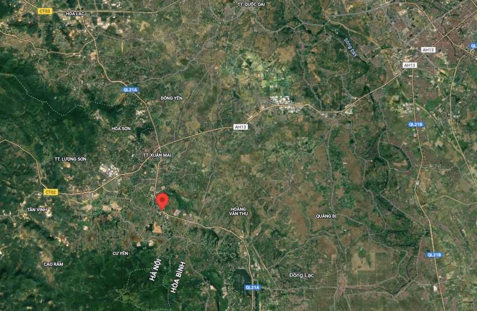 Chấm đỏ là vị trí xảy ra động đất tối 3.2. Ảnh: Google map

