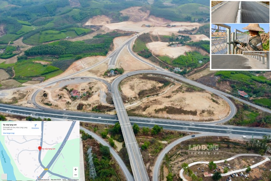 Panorama of the hundred-billion-dong road connecting Lang Son's largest industrial park after more than 2 years of implementation. Photo: Nguyen Hoan.
