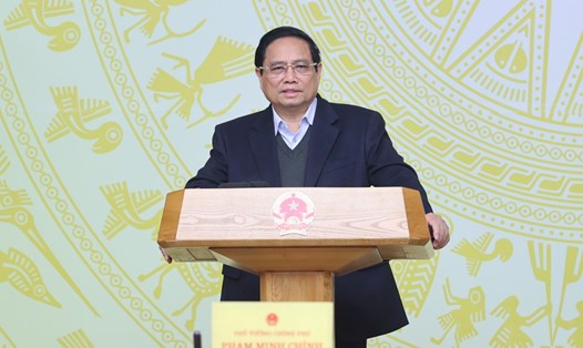 Thủ tướng Chính phủ Phạm Minh Chính kết luận phiên họp thứ hai Ban Chỉ đạo xây dựng nhà máy điện hạt nhân. Ảnh: VGP