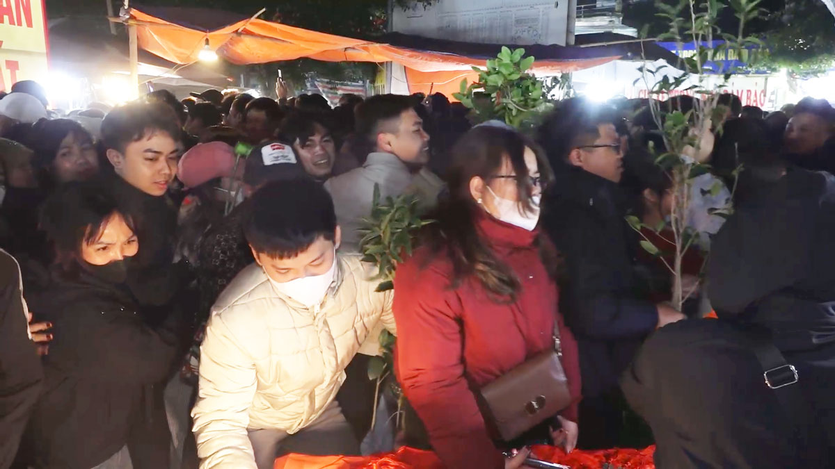 Cảnh chen lấn, xô đẩy ở chợ Viềng Nam Định