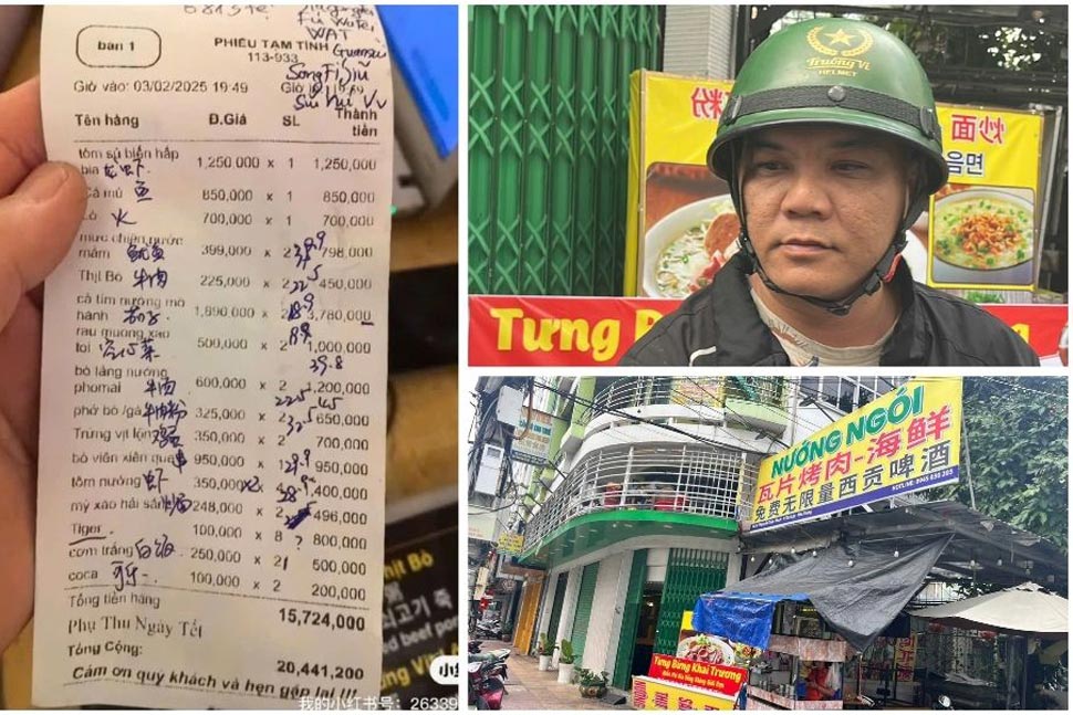 The restaurant with the huge bill in Nha Trang has made many people angry. Photo: Phuong Linh