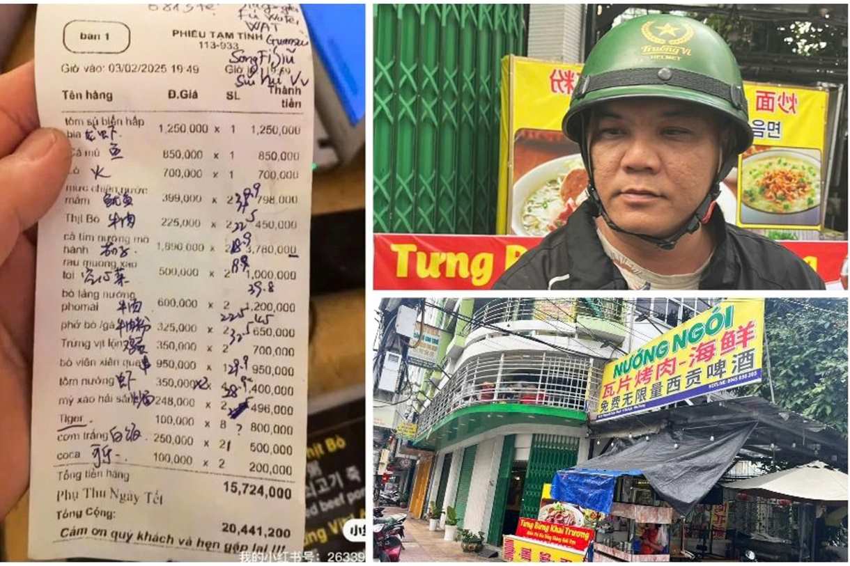 Foreign tourists accuse a restaurant in Nha Trang (Khanh Hoa) of charging "exorbitant" prices. Photo: Phuong Linh