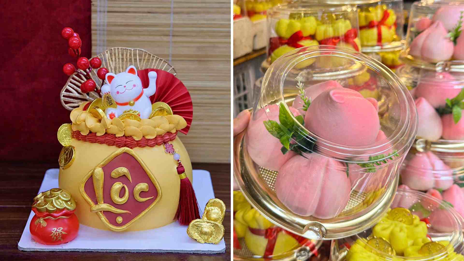Many diverse cake models appear, attracting a large number of people on the day of the God of Wealth. Photo: Ngoc Linh
