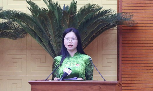 Bà Bùi Thị Minh, Phó Bí thư Tỉnh ủy, Chủ tịch HĐND tỉnh Hòa Bình. Ảnh: Lê Huệ