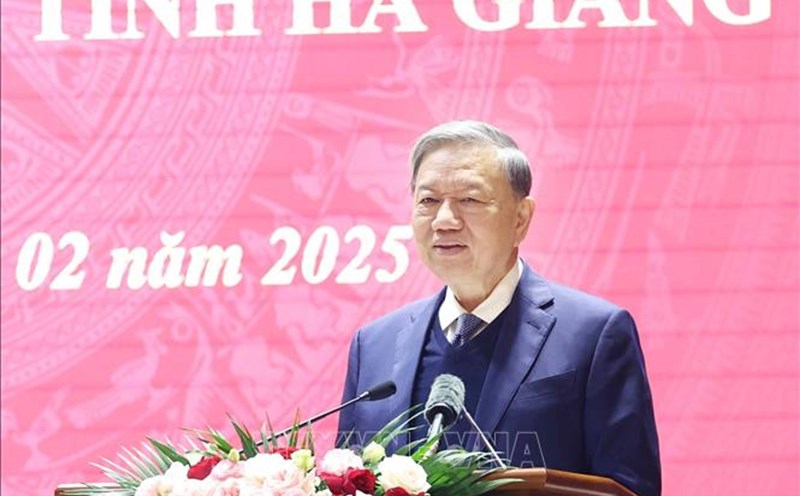 General Secretary To Lam visited and worked in Ha Giang. Photo: Thong Nhat/VNA