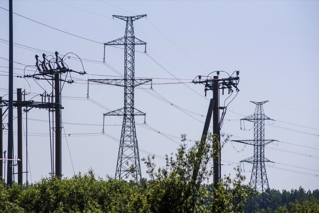 Power lines in Sloka, near Riga, Latvia. Latvia is one of the Baltic states preparing to cut off its connection to the Russian power grid. Photo: AFP