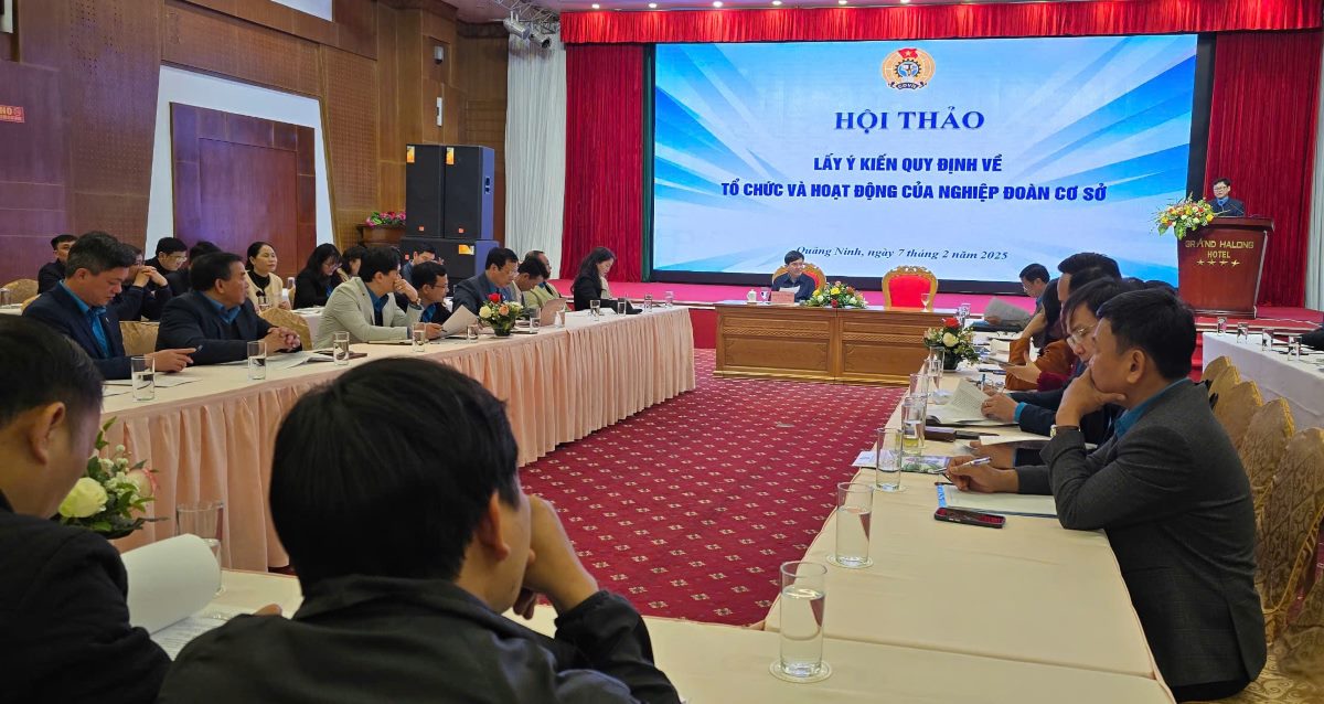 The workshop solicited opinions on the draft Regulations on the organization and operation of grassroots unions. Photo: Nguyen Hung