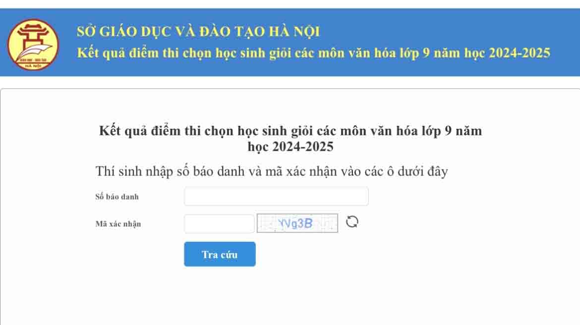 Candidates can look up test scores at the Hanoi Department of Education and Training's Electronic Information Portal: http://diemthi.hanoi.edu.vn. Screenshot