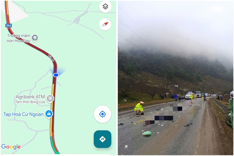 The traffic accident on the morning of February 7, 2025 left 2 people dead, causing National Highway 6 through Van Ho district, Son La province to be paralyzed for about 1 hour. Graphics: Khanh Linh