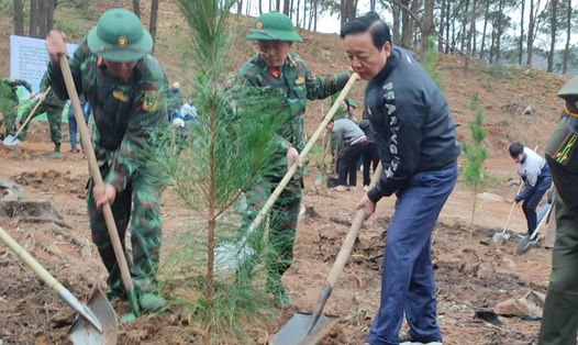 Phó Thủ tướng Chính phủ Trần Hồng Hà trồng cây xanh, phát động “Tết trồng cây đời đời nhớ ơn Bác Hồ” tại TP Uông Bí, tỉnh Quảng Ninh. Ảnh: Diệu Hoàng
