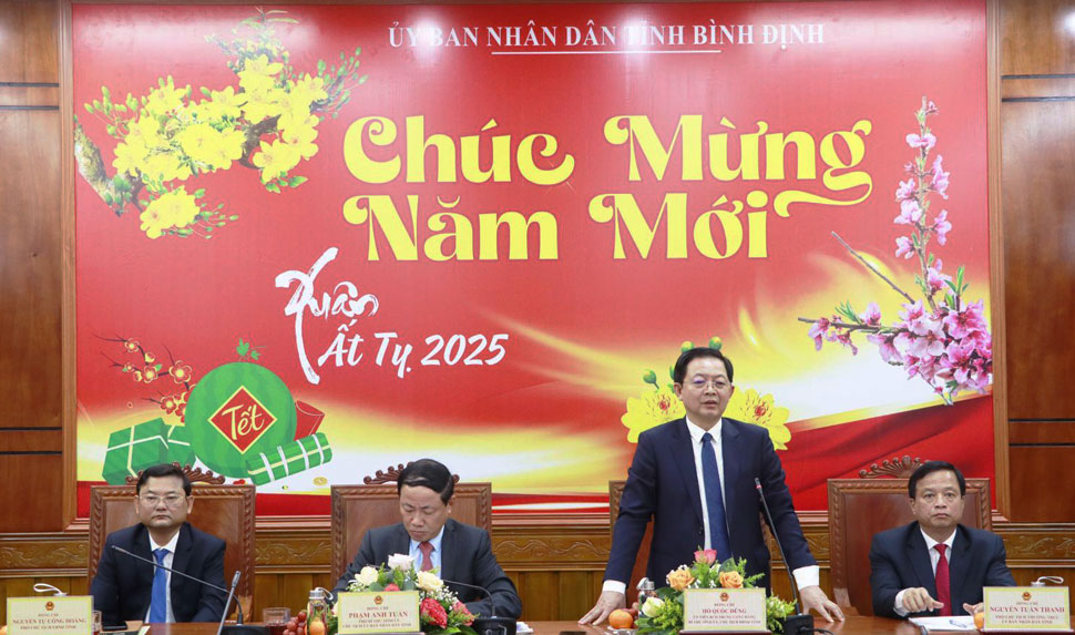 Leaders of Binh Dinh province talked about the arrangement of the apparatus at the initial conference. Photo: Binh Dinh Information Public Information