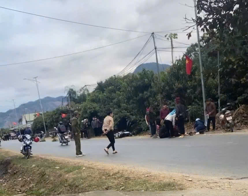 The scene of the accident on National Highway 4G caused 2 pupils to die. Photo: people supply