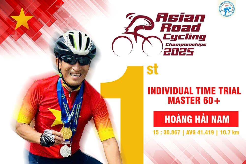 Vietnam has the first gold medal at the Asian Road Bicycle Championship 2025. Photo: Vietnam Federation of Bicycle - Motorcycle Vietnam