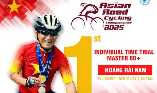Việt Nam có huy chương vàng đầu tiên ở Giải vô địch xe đạp đường trường châu Á 2025. Ảnh: Liên đoàn xe đạp - môtô thể thao Việt Nam