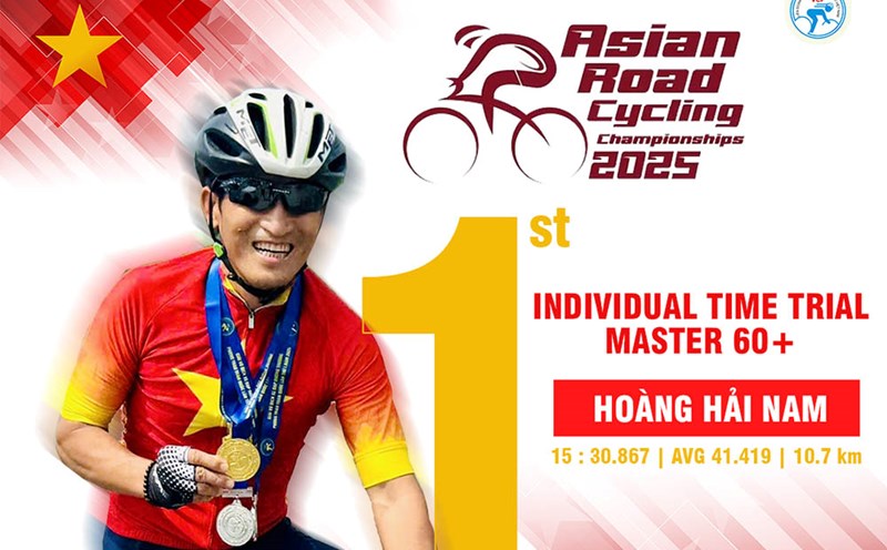 Vietnam has the first gold medal at the Asian Road Bicycle Championship 2025. Photo: Vietnam Federation of Bicycle - Motorcycle Vietnam