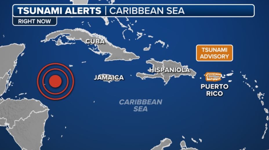 Landslide location in the Caribbean Sea on February 8. Photo: Fox Weather