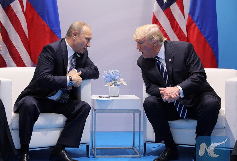 Russian President Vladimir Putin and US President Donald Trump met the sidelines of the G20 summit in Hamburg, Germany, on July 7, 2017. Photo: Xinhua