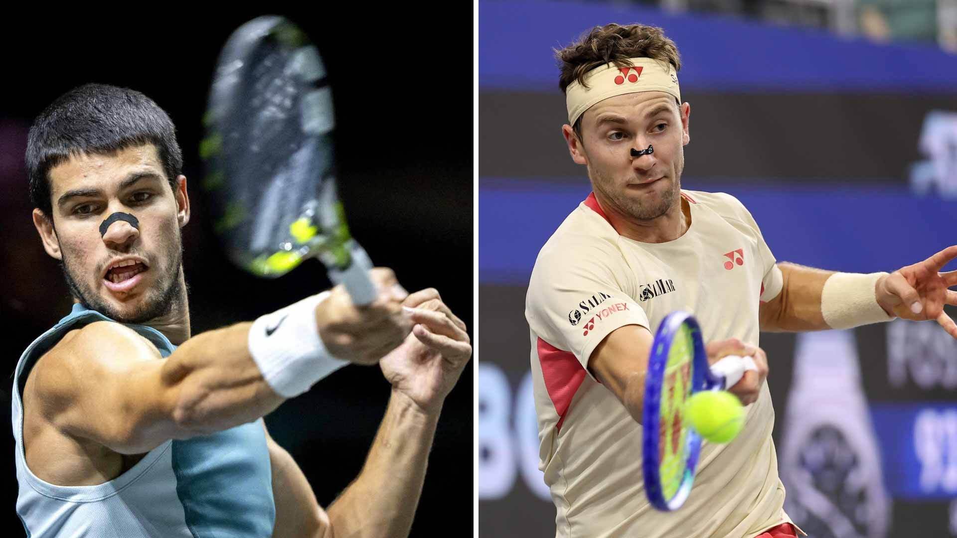 Carlos Alcaraz and Casper Ruud both use nasal patches when playing. Photo: ATP Tour